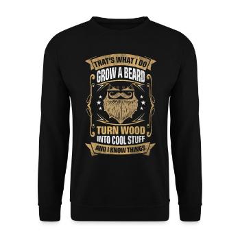 Wood Into Cool Things Woodturner - Unisex Sweatshirt - black - Front - Alina (178cm) & Michal (187cm)