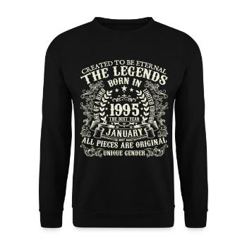 January 1995 Anniversary 1995 January Year - Unisex Sweatshirt - black - Front - Alina (178cm) & Michal (187cm)