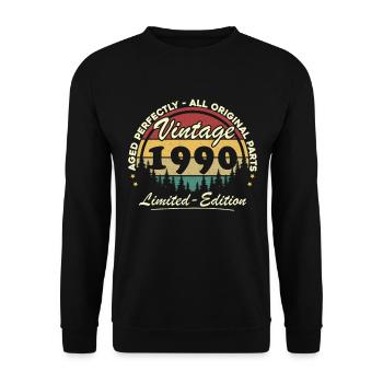 1990's Vintage Original 1990's Birthday Gift - Unisex Sweatshirt - black - Front - Alina (178cm) & Michal (187cm)