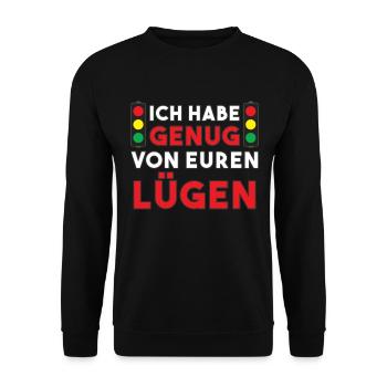 Arrêtez le feu tricolore - j’en ai assez de vos mensonges - Sweat-shirt Unisexe - noir - Devant - Alina (178cm) & Michal (187cm)