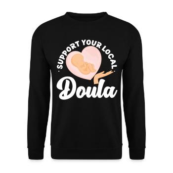 Doula Travailleuse à la naissance Soutien aux fleurs - Sweat-shirt Unisexe - noir - Devant - Alina (178cm) & Michal (187cm)