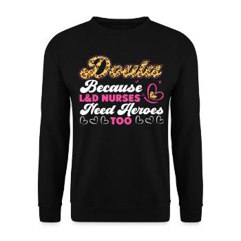 Doula Travailleuse à la naissance Doula Parce que - Sweat-shirt Unisexe - noir - Devant - Alina (178cm) & Michal (187cm)