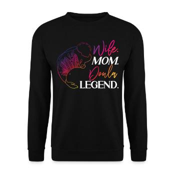 Doula accoucheuse maman femme. Maman. - Sweat-shirt Unisexe - noir - Devant - Alina (178cm) & Michal (187cm)