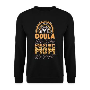 Doula Travailleuse à la naissance Doula par jour - Sweat-shirt Unisexe - noir - Devant - Alina (178cm) & Michal (187cm)