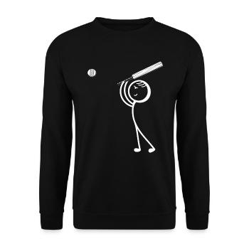 Cricketing Cricket Stick Figure Funny Cricket Play - Unisex Pullover - Schwarz - Vorne - Alina (178cm) & Michal (187cm)
