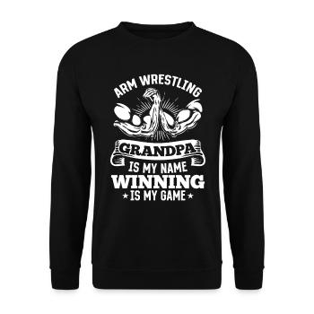 Bras de fer Grand-père Bras de fer Bras de fer - Sweat-shirt Unisexe - noir - Devant - Alina (178cm) & Michal (187cm)