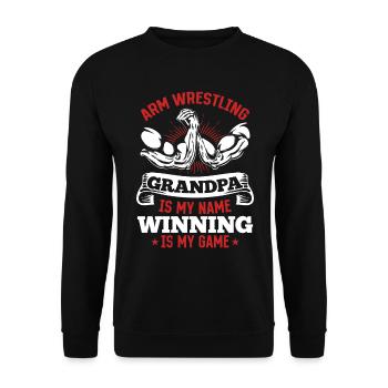 Bras De Fer Grand-Père Bras De Bras Grand-Père Bras De Fer - Sweat-shirt Unisexe - noir - Devant - Alina (178cm) & Michal (187cm)
