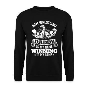 Bras de fer Papa Bras de fer Bras de fer - Sweat-shirt Unisexe - noir - Devant - Alina (178cm) & Michal (187cm)
