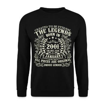 January 2001 Anniversary 2001 January Year - Unisex Sweatshirt - black - Front - Alina (178cm) & Michal (187cm)