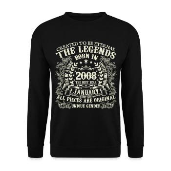 January 2008 Anniversary 2008 January Year - Unisex Sweatshirt - black - Front - Alina (178cm) & Michal (187cm)