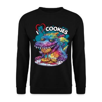 I LOVE COOKIES, Monster, Food, Fun, Fun, Cookies, - Unisex Sweatshirt - black - Front - Alina (178cm) & Michal (187cm)