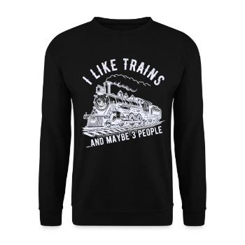 Zug Lokomotive Eisenbahn Zugführer Lokführer - Unisex Pullover - Schwarz - Vorne - Alina (178cm) & Michal (187cm)