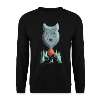 Wolf head animal motif print with wolf - Unisex Sweatshirt - black - Front - Alina (178cm) & Michal (187cm)