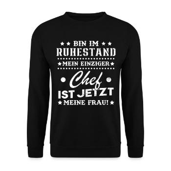 Ich bin im Ruhestand Rentner 2024 2025 2026 - Unisex Pullover - Schwarz - Vorne - Alina (178cm) & Michal (187cm)