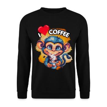 I LOVE Coffee, Indulgence, Caffeine, Coffee Love, Fun, - Unisex Sweatshirt - black - Front - Alina (178cm) & Michal (187cm)