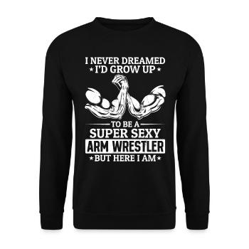 Armwrestling Arm Wrestler - Bras de fer Super Sexy - Sweat-shirt Unisexe - noir - Devant - Alina (178cm) & Michal (187cm)