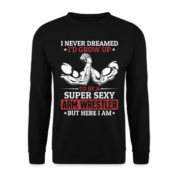 Armwrestling Arm Wrestling - Super Sexy Arm Wrestl - Unisex Pullover - Schwarz - Vorne - Alina (178cm) & Michal (187cm)