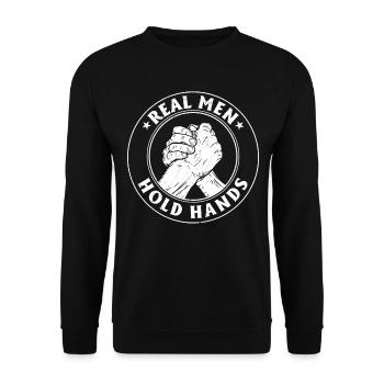 Bras de fer drôle - De vrais hommes se tiennent la main - Arm Wr - Sweat-shirt Unisexe - noir - Devant - Alina (178cm) & Michal (187cm)