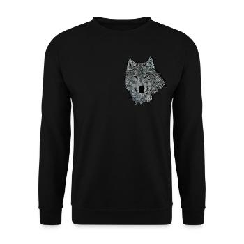 Wolf head animal motif print with wolf - Unisex Sweatshirt - black - Front - Alina (178cm) & Michal (187cm)