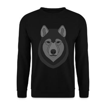 Wolfskopf Tier Motiv Aufdruck mit Wolf - Unisex Pullover - Schwarz - Vorne - Alina (178cm) & Michal (187cm)