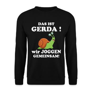 This is Gerda We jog together Running Slow - Unisex Sweatshirt - black - Front - Alina (178cm) & Michal (187cm)