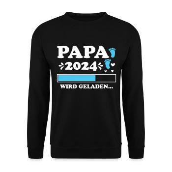 Vater 2024 Werdender Papa Loading 2024 - Unisex Pullover - Schwarz - Vorne - Alina (178cm) & Michal (187cm)