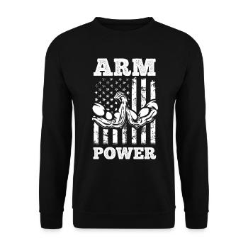 Arm Wrestling US Flag Arm Wrestler Arm Power - Unisex Pullover - Schwarz - Vorne - Alina (178cm) & Michal (187cm)
