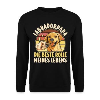 Papa Hundepapa Hund Labrador - Unisex Pullover - Schwarz - Vorne - Alina (178cm) & Michal (187cm)