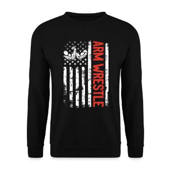 Bras de fer Drapeau américain Bras de fer Bras de fer - Sweat-shirt Unisexe - noir - Devant - Alina (178cm) & Michal (187cm)