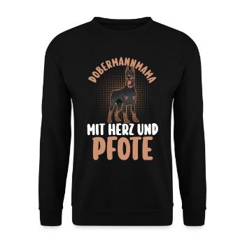 Hund Dobermannmama Hundemama Mutter Dobermann - Unisex Pullover - Schwarz - Vorne - Alina (178cm) & Michal (187cm)