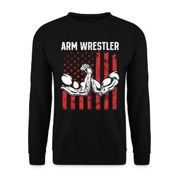 Bras de fer Bras de fer Drapeau américain Bras de fer - Sweat-shirt Unisexe - noir - Devant - Alina (178cm) & Michal (187cm)