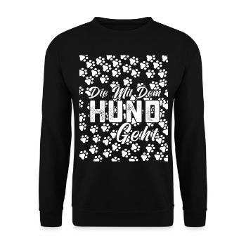 Qui va avec le chien. Propriétaire de chien.chien. - Sweat-shirt Unisexe - noir - Devant - Alina (178cm) & Michal (187cm)