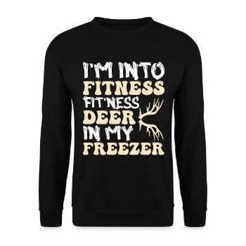 I'm Into Fitness Fit'ness Deer In My Freezer Funny - Sweat-shirt Unisexe - noir - Devant - Alina (178cm) & Michal (187cm)