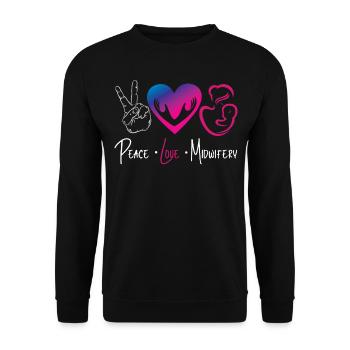 Nurse Midwife Birth Worker Peace - Unisex Pullover - Schwarz - Vorne - Alina (178cm) & Michal (187cm)
