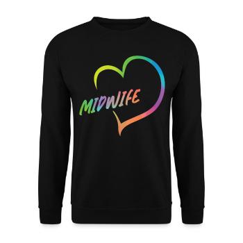 Infirmière Sage-Femme Accoucheuse Coeur - Sweat-shirt Unisexe - noir - Devant - Alina (178cm) & Michal (187cm)