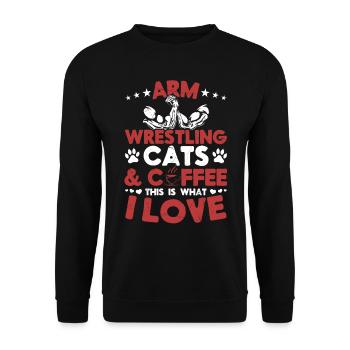 Bras de fer Bras De Fer Chats Café C’est Wha - Sweat-shirt Unisexe - noir - Devant - Alina (178cm) & Michal (187cm)