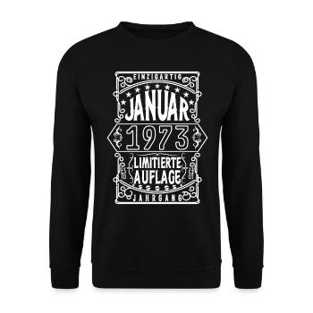 Geburtstag Januar 1973, Geschenk Januar 1973. - Unisex Pullover - Schwarz - Vorne - Alina (178cm) & Michal (187cm)