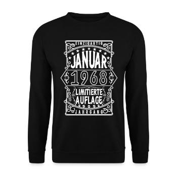 Geburtstag Januar 1968, Geschenk Januar 1968. - Unisex Pullover - Schwarz - Vorne - Alina (178cm) & Michal (187cm)