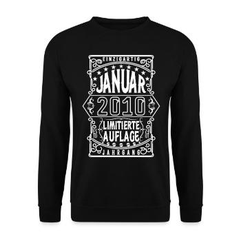 Geburtstag Januar 2010, Geschenk Januar 2010. - Unisex Pullover - Schwarz - Vorne - Alina (178cm) & Michal (187cm)