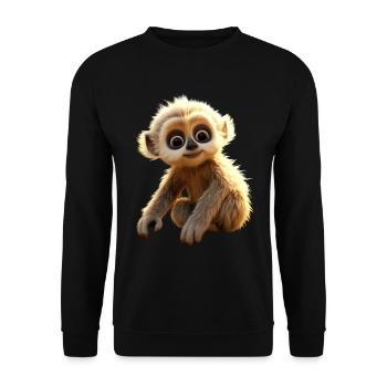Gibbon Affen Baby Monkey Kleine Gibbons Süßer Affe - Unisex Pullover - Schwarz - Vorne - Alina (178cm) & Michal (187cm)