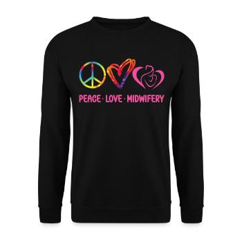 Nurse Midwife Birth Worker Tie Dye - Unisex Pullover - Schwarz - Vorne - Alina (178cm) & Michal (187cm)