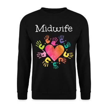 Infirmière Sage-Femme Accoucheuse Coeur - Sweat-shirt Unisexe - noir - Devant - Alina (178cm) & Michal (187cm)