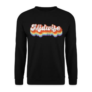 Nurse Midwife Birth Worker Retro - Unisex Pullover - Schwarz - Vorne - Alina (178cm) & Michal (187cm)
