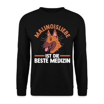Belgischer Schäferhund Hund Malinois - Unisex Pullover - Schwarz - Vorne - Alina (178cm) & Michal (187cm)
