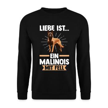 Belgischer Schäferhund Hund Malinois - Unisex Pullover - Schwarz - Vorne - Alina (178cm) & Michal (187cm)
