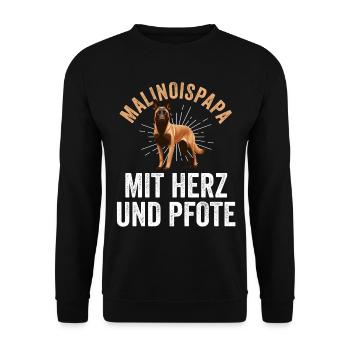 Belgian Shepherd Dad Father Malinois - Unisex Sweatshirt - black - Front - Alina (178cm) & Michal (187cm)