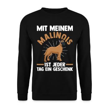 Belgischer Schäferhund Hund Malinois - Unisex Pullover - Schwarz - Vorne - Alina (178cm) & Michal (187cm)