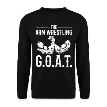 The Arm Wrestling G.O.A.T. - Funny Arm Wrestler - Unisex Pullover - Schwarz - Vorne - Alina (178cm) & Michal (187cm)