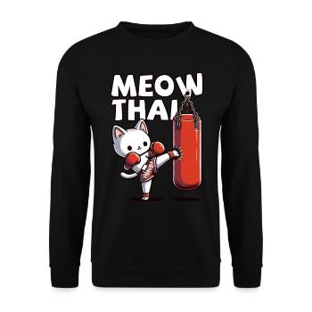 Muay Thai Boxing, Thai Boxing Kickboxen Meow Thai - Unisex Pullover - Schwarz - Vorne - Alina (178cm) & Michal (187cm)