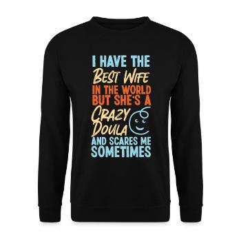 Doula Travailleuse à la naissance Femme Mari I - Sweat-shirt Unisexe - noir - Devant - Alina (178cm) & Michal (187cm)